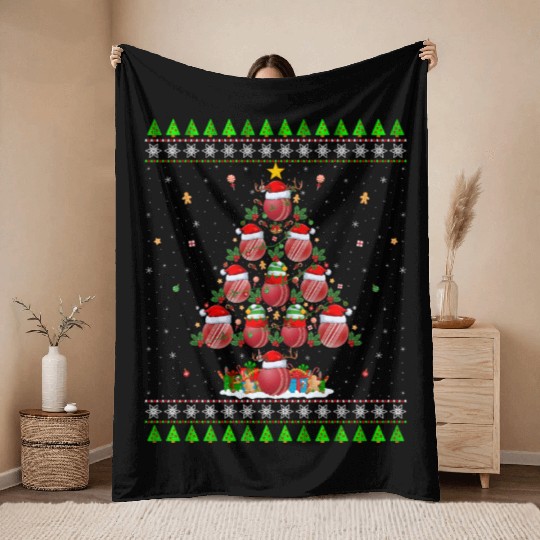 Cricket Christmas Tree Throw Blankets