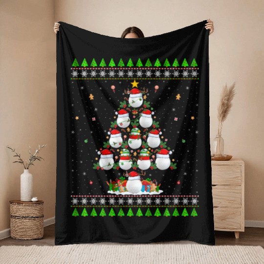 Golf Christmas Tree Throw Blankets