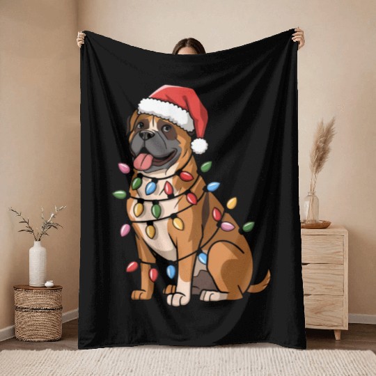 Cane Corso Christmas Lights Xmas Dogs Gifts Throw Blankets