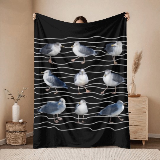 seagull sea ocean sailing coast Throw Blankets