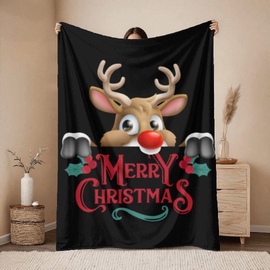 ''Magical Reindeer Christmas Mug'' Throw Blankets