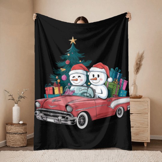 Merry Christmas , Christmas tree retro Throw Blankets