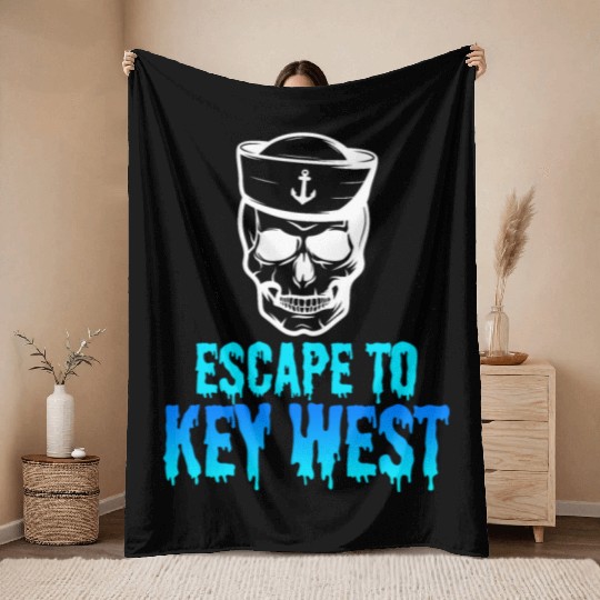 Florida Sailing FLYING TO KEY-WEST Sunshine-State Throw Blankets