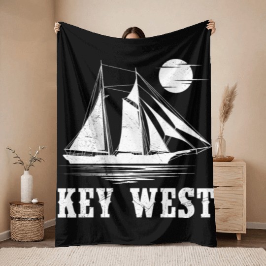 KEY-WEST FLORIDA Sailing Sunshine-State West Keys Throw Blankets