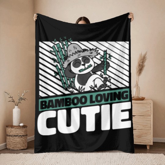 Bamboo Loving Cutie Panda Bear Friend Giant Panda Throw Blankets