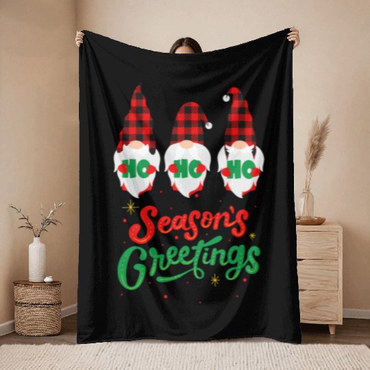Seasons Greeting With Nome Throw Blankets