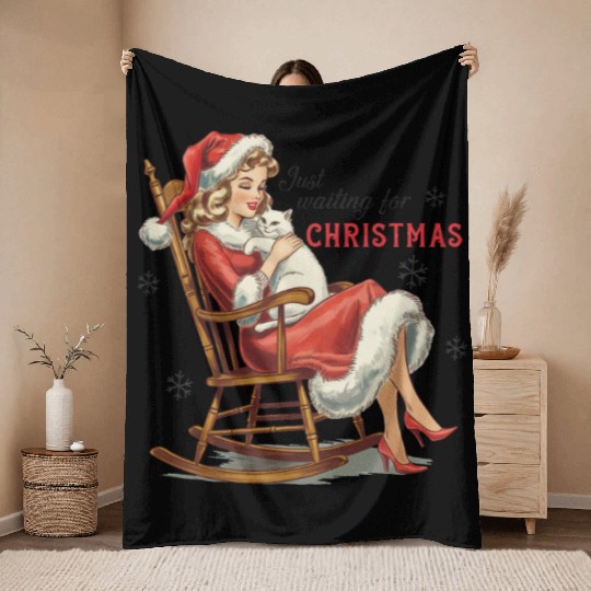 Merry Christmas, Christmas Retro Throw Blankets