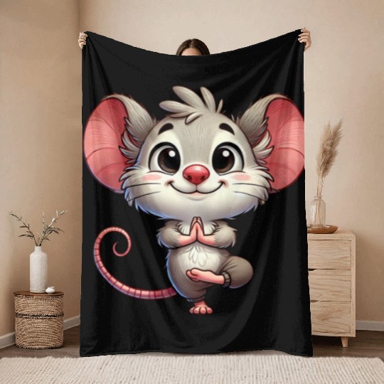 Mouse Yoga Meditation Zen Relaxation Workout Throw Blankets