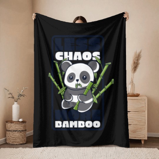 Less Chaos More Bamboo Panda Bear Friend Lover Throw Blankets