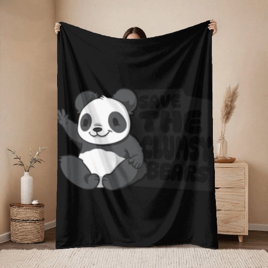 Save The Clumsy Bears Panda Bear Friend Lover Throw Blankets