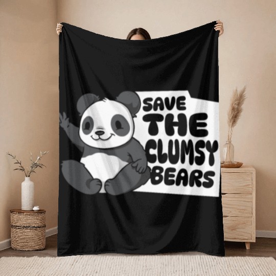 Save The Clumsy Bears Panda Bear Friend Lover Throw Blankets