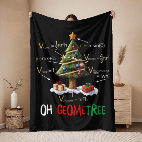 Oh Geometree Christmas Tree Geometry Math Teacher Throw Blankets