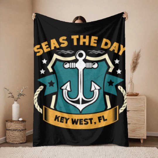 Key-West SEAS A DAY KEY-WEST SEAS Yachting Throw Blankets