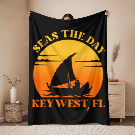 Sunshine-State Florida SEAS DAY KEY-WEST, FL Throw Blankets
