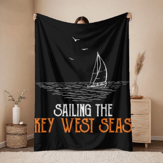 Florida SAILING THE KEY-WEST SEAS Florida Keys Throw Blankets