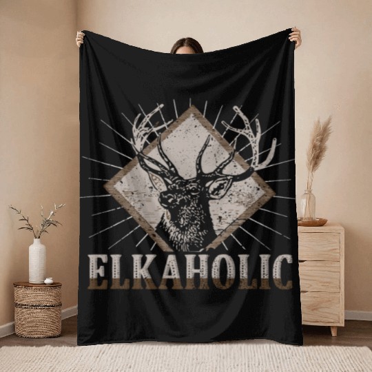 Elk Hunting Elkaholic Hunters Throw Blankets