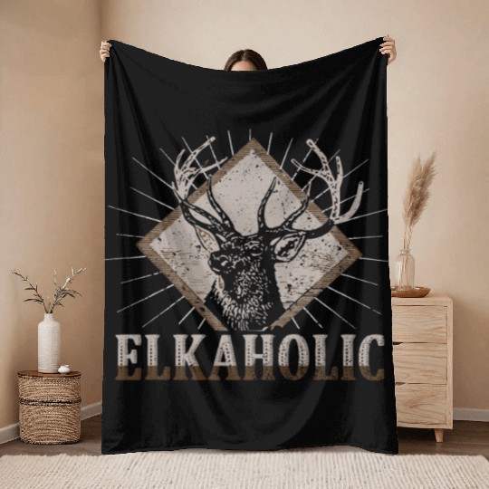 Elk Hunting Elkaholic Hunters Throw Blankets