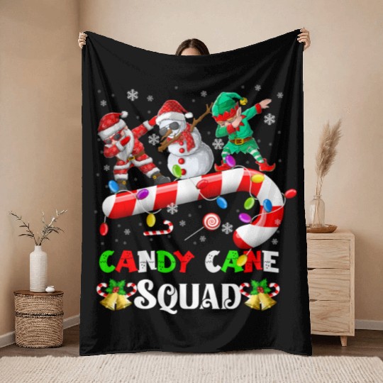 Dabbing Santa Elf Snowman Candy Cane Christmas Throw Blankets