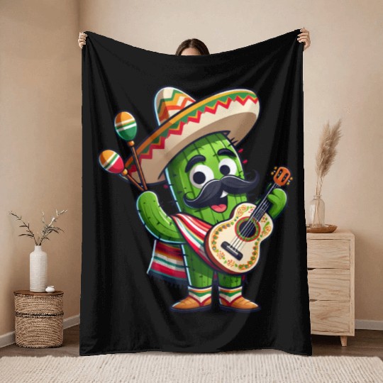 Funny Mexican father's day number one dad Throw Blankets