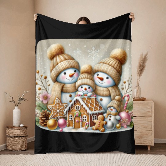 Snowman Christmas, Merry Christmas Throw Blankets