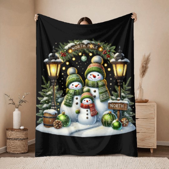 Snowman Christmas, Merry Christmas Throw Blankets