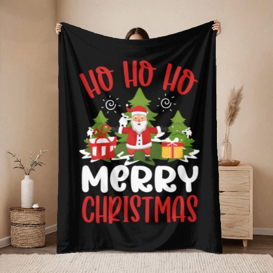 HOHOHO MERRY CHRISTMAS Throw Blankets