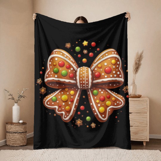 Gingerbread Coquette, Christmas Retro Throw Blankets