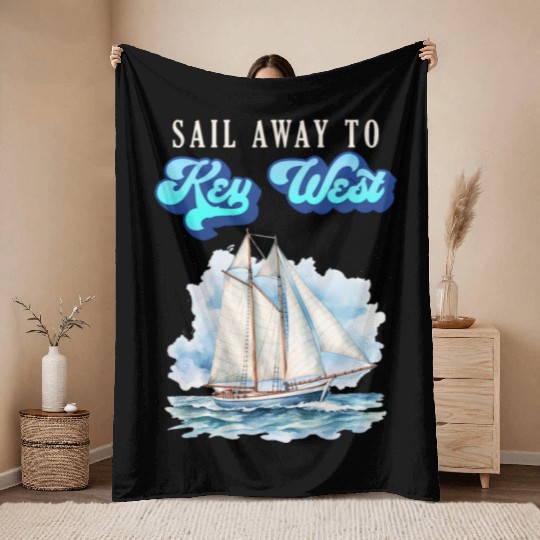 SAIL AWAY TO KEY-WEST Florida Keys Sunshine-State Throw Blankets