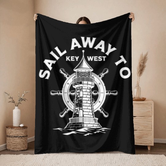 SAIL AWAY TO KEY-WEST Florida Keys Sunshine-State Throw Blankets