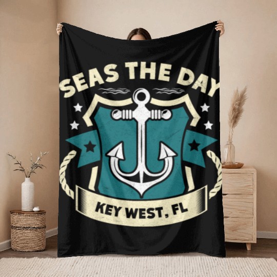 Key-West SEAS A DAY KEY-WEST SEAS Yachting Throw Blankets