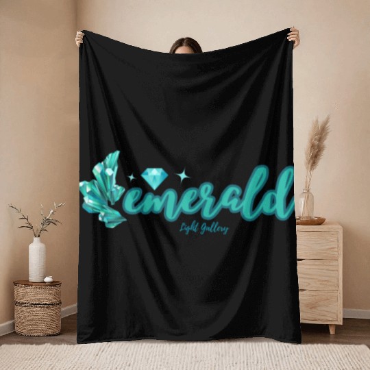 Emerald gemstone jewel Throw Blankets