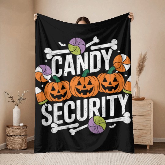 Candy Security Halloween Throw Blankets