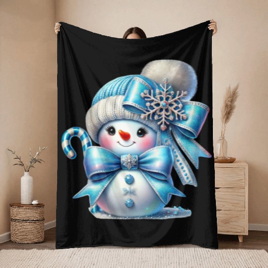 Cute Snowman, Christmas Snowman, Merry Christmas Throw Blankets