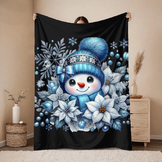 Cute Snowman, Christmas Snowman, Merry Christmas Throw Blankets