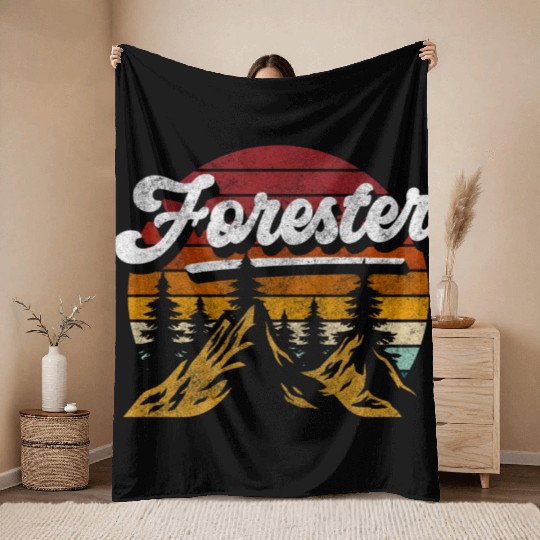 Forester Nature Protector Chainsaw Throw Blankets