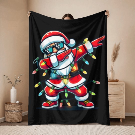 Dabbing Santa Christmas Throw Blankets