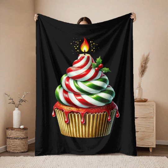 Christmas ice cream, Merry Christmas Throw Blankets