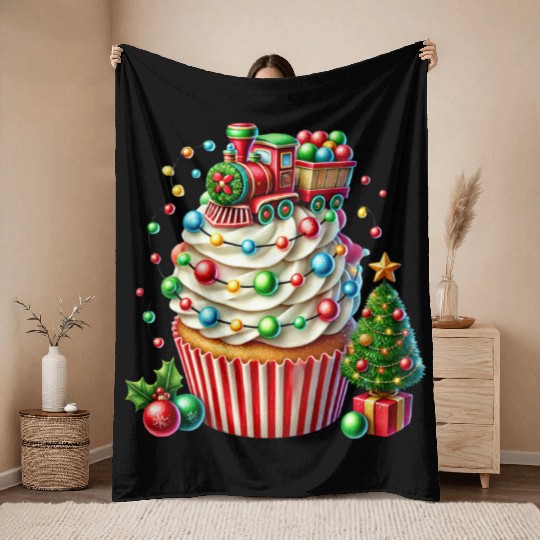 Christmas ice cream, Merry Christmas Throw Blankets