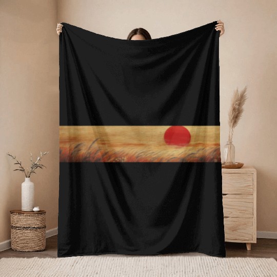 Sunset Serenity: Susuki Fields in Twilight Throw Blankets
