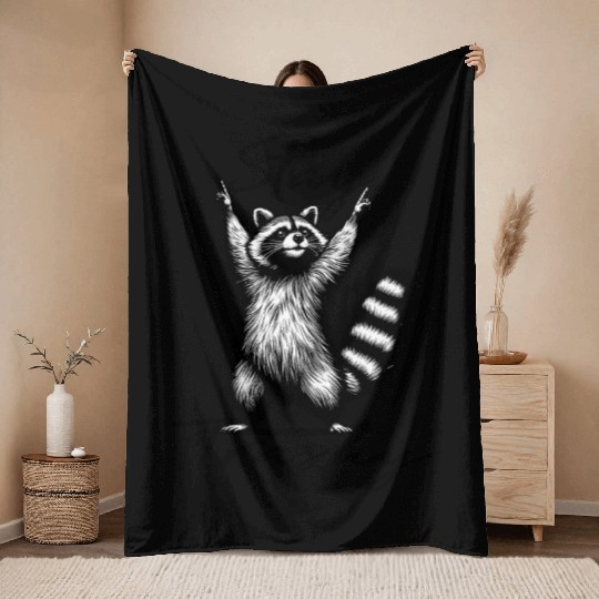 Stay Trashy Raccoon squad Throw Blankets