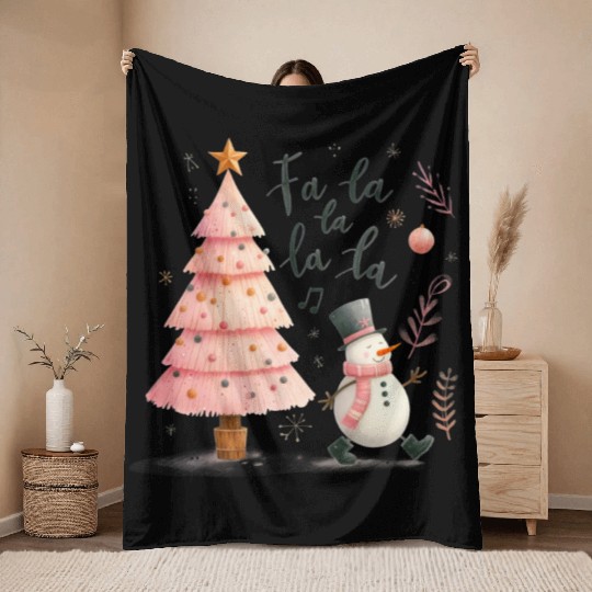 Fa La La La La, Merry Christmas Throw Blankets