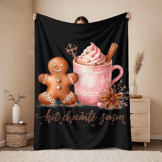 Hot Chocolate Season Throw Blankets