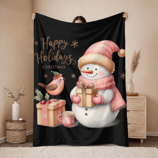 Happy Holidays, Merry Christmas Throw Blankets