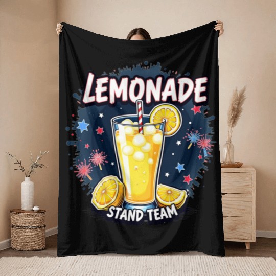 Lemonade stand team Throw Blankets