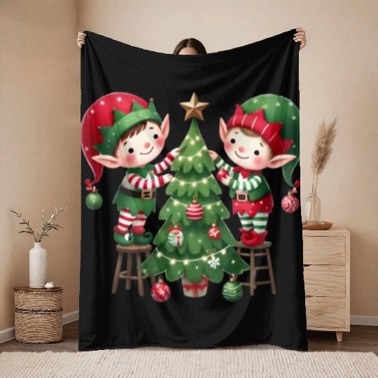 Merry christmas, Christmas Retro Throw Blankets