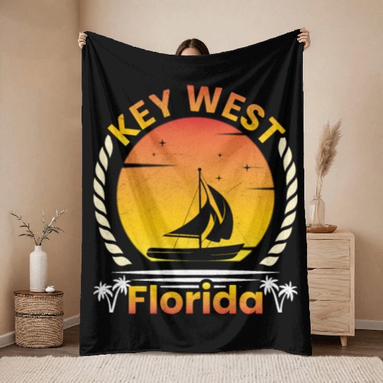 KEY-WEST FLORIDA Sunshine-State West Keys Throw Blankets