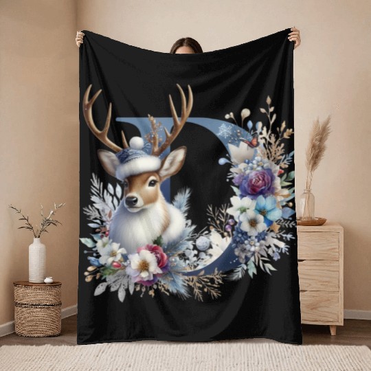 funny christmas deer Throw Blankets