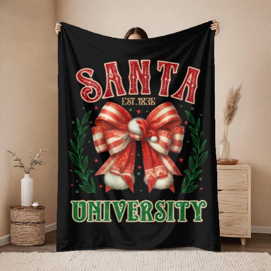 Santa University Christmas, Merry Christmas Throw Blankets