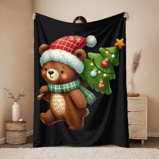 Merry Christmas, Christmas Retro Throw Blankets