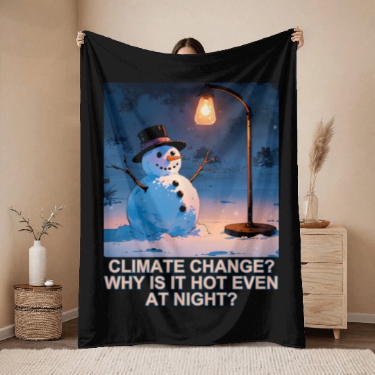 Frosty Snowman Under Street Lights Christmas Throw Blankets
